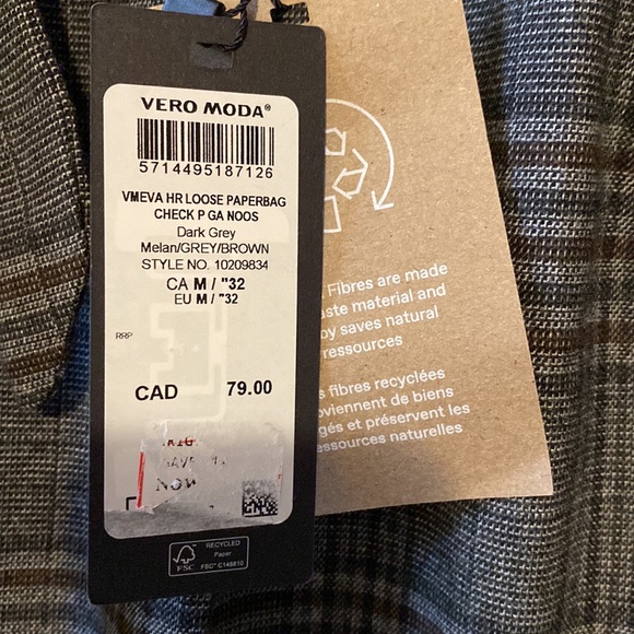 Vero Moda Paper Bag Check Dress Pants - NWT - Picture 3 of 9